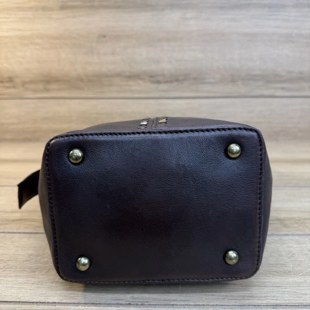 Vilenca Holland Leather Shoulder Bag‎ Chocolate Brown Studded Slouchy Hobo EUC